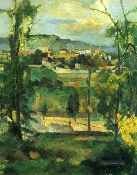  baum - Dorf hinter Bäumen Paul Cezanne Szenerie